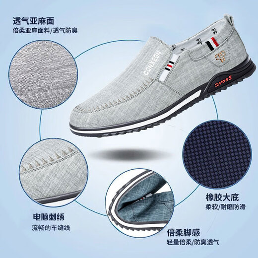 Red and green century-old Beijing cloth shoes for men, fashionable and versatile, breathable canvas shoes, slip-on slip-ons for men, casual driving work shoes, TY-S3 blue 41