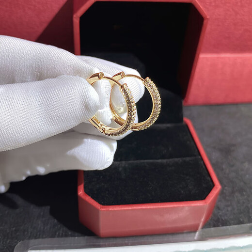 Fat Donglai's same style 18k rose gold earrings and colorful gold earrings benefits ~ 18K women's diamond circle earrings gold color 2 18K gold earrings