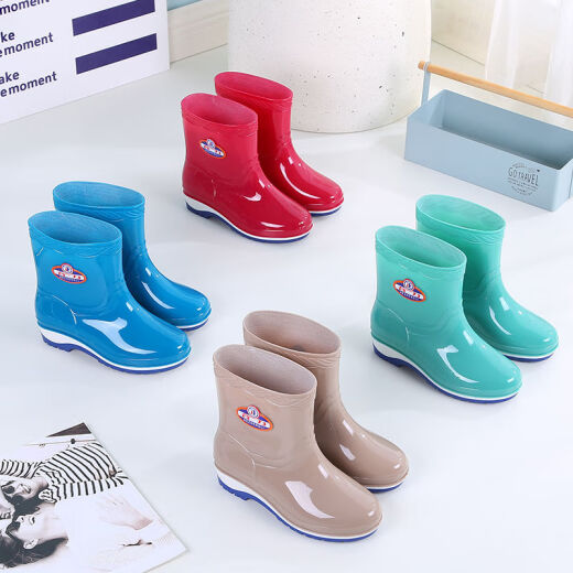 Zapatillas de lluvia de moda de Qisiman para mujeres zapatos de agua para adultos use botas de agua de mitad de tarjeta gruesas zapatillas impermeables a impermeables zapatos de pegamento cálidos y cómodos sobrevalores SY Mid-card Card (sin algodón) Tamaño estándar 37