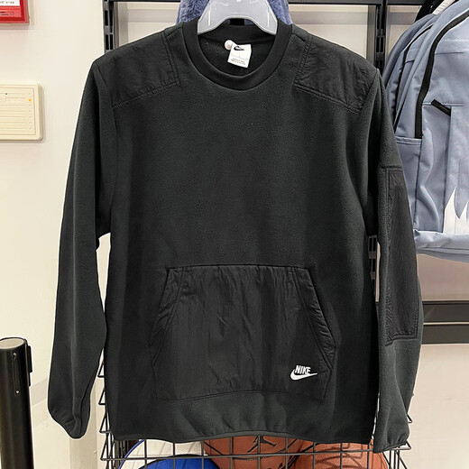 耐克（NIKE） 卫衣外套男士2024春秋季运动服保暖摇粒绒圆领套头衫 DD4855-010黑色 2XL