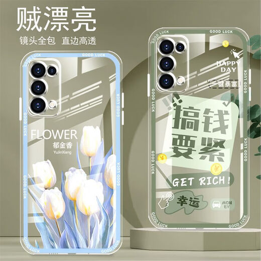 Yiheng is suitable for OPPOK7X mobile phone case full-edged transparent silicone soft anti-fall straight edge protective case lens protection for women's new cute cartoon advanced ou866 Zhaocao OPPOK7X [single shell]