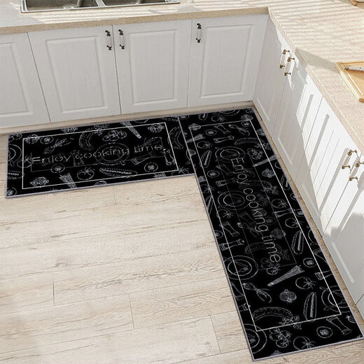 Xuxian kitchen floor mats, oil-proof, non-slip, water-absorbent and dirt-resistant floor mats, cartoon strip carpets, household floor mats, kitchen 6 50*80+50*200 (set)