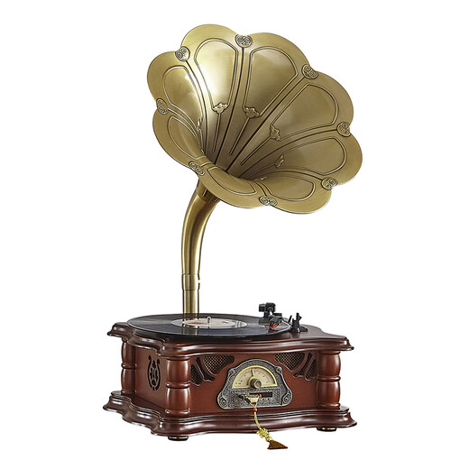Los Bella gramophone high-end retro vinyl large speaker record player living room European ornaments Bluetooth audio Chinese tea room home home speaker radio American old-fashioned record player walnut wood standard plug-in power supply
