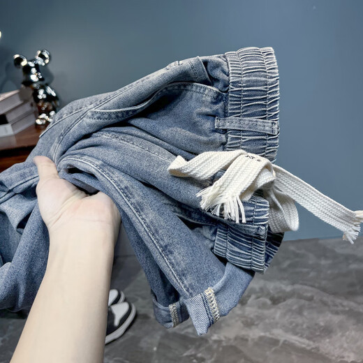 Été mince élastique jeans jeans masculin lâche élastique décontracté pieds polyvalents pantalon harem pantalon papa 6623 # bleu 36 (170-185) Jin [Jin équivaut à 0,5 kg]