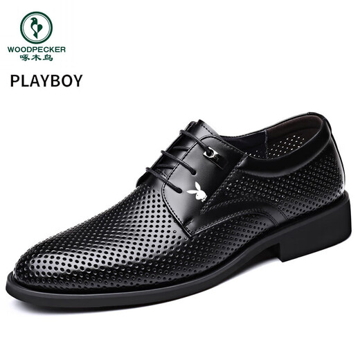 Spechtsandalen Lederschuhe Sommer hohl Lederschuhe Herren atmungsaktive Innere erhöhte formelle Lederschuhe Herrengeschäft Casual Hole Schuhe Schwarz 9928 Sommer Hollow Flat Ferse Style 37