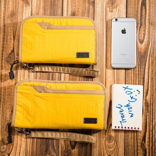 GOX multi-functional travel passport bag can be placed on air ticket certificate with large capacity compartment storage bag waterproof protective cover card bag Yellow W21*H13*D2.5cm (small)