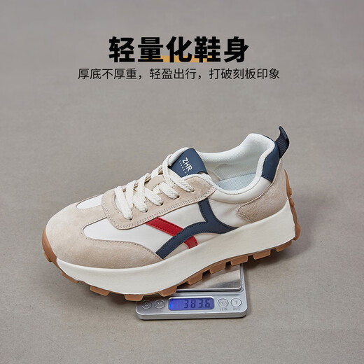 ZHR休闲鞋女秋季复古运动厚底女鞋增高显瘦鞋子女 G686 米蓝 37