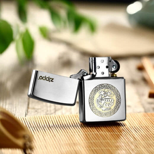ZIPPO[]Zhibao Genuine Original Lighter Twelve Zodiac Frosted Engraving National Style Paper Cutout Exclusive Style Silver-Tiger (DY9902US) Frosted