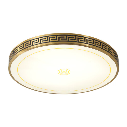 Qianzhang Lamp New Chinese Style Bedroom Lamp Full Copper LED Ceiling Lamp High-end and Atmospheric Villa Balcony Corridor Aisle Zhongshan Lamp Round 40cm Ruyi Great Wall 36W Three-tone Lighting