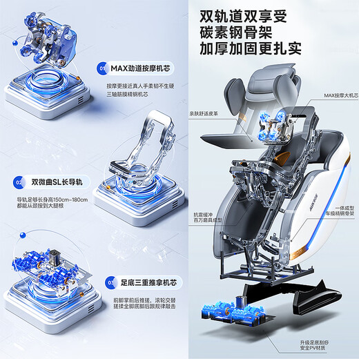 AUX 2025 New Massage Chair Home Full Body Luxury Space Capsule SL Guide Rail Intelligent Fully Automatic Multi-Function Practical Birthday Gift for Parents and Parents for Father's Day Newly Upgraded Chris Gray Large Model