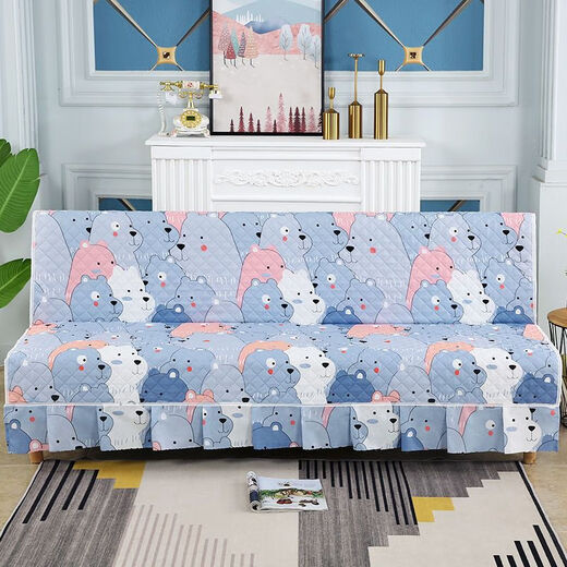 Xuxian full-cover sofa cushion foldable sofa bed cover four-season universal non-slip sofa cover simple dual-purpose without armrests small fish green 1.8 meters long and 1.5 meters wide