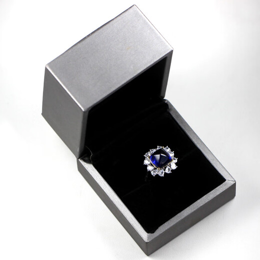 Fat Donglai's same style tanzanite sapphire sugar tower ring, luxury inlaid tanzanite blue moissanite diamond ring for women, fashionable large (main stone 10*10mm) live and adjustable