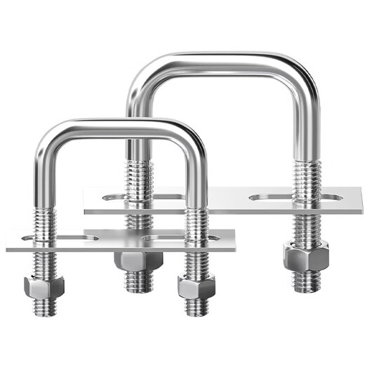 Tianzhuo Hardware 304 stainless steel square card right-angle card U-shaped bolt right-angle screw U-shaped square card pipe card square pipe clamp pipe hoop M6*20*50 2 sets (including baffle nuts)