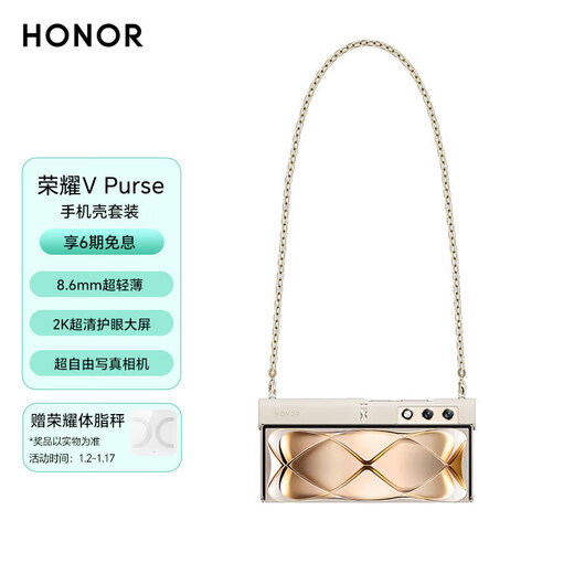 荣耀V Purse 折叠屏 8.6mm超轻薄 2K超清大屏 皮革保护壳套装 山茶金 16GB+256GB