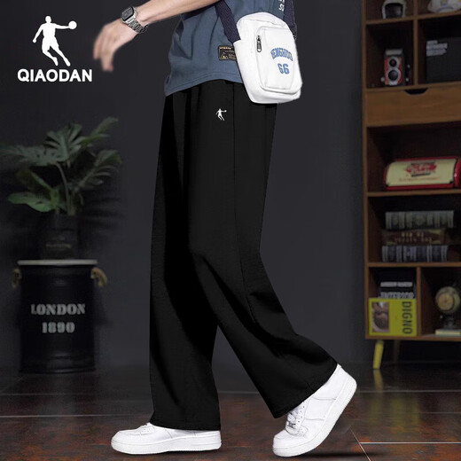 Jordan sweatpants men's trousers straight-leg flat-mouth trousers 2025 autumn and winter new style black drape loose casual sanitary trousers for men black straight-leg flat mouth L