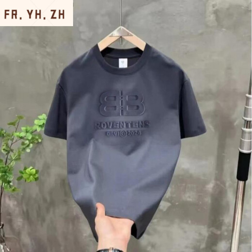 FR.YH.ZH电迈服饰新款立体钢印双B字母休闲T恤 YS 9856男女款 白色 M 90-110