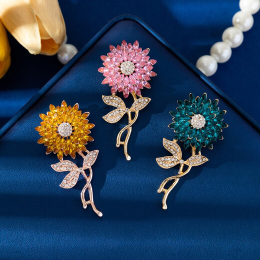 MIEG Fashion Versatile Exquisite Sunflower Brooch Women's High-End Niche Corsage Temperament Clothes Accessories Mom Gift Pink