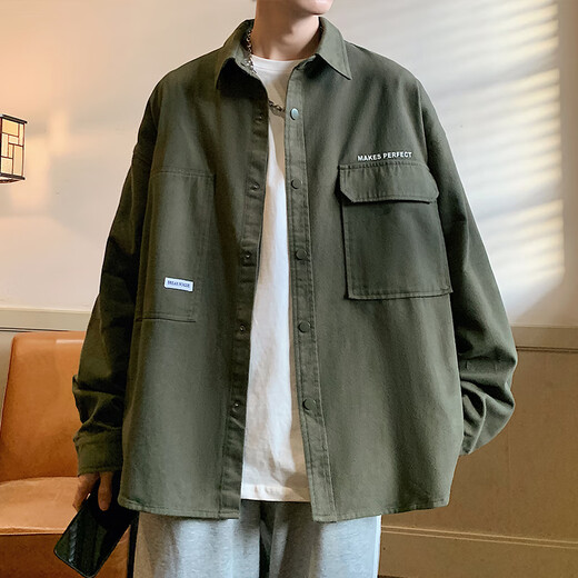 Catman Miiow Work Shirt Men's Men's à manches longues Summer Summer 2025 Nouvelle adolescente veste décontractée pour hommes tendance et polyvalente Couleur de phoque blanche xl [130jin [Jin est égal à 0,5 kg] -150jin [Jin est égal à 0,5 kg]]]