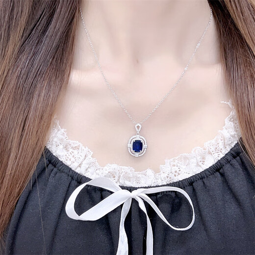 Canxian natural sapphire tanzanite necklace women's light luxury pendant new high-end design versatile clavicle chain D2110