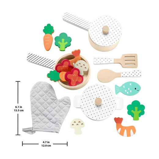 Fisher-Price children's kitchen role play wooden toys 19-piece set cooking game early education puzzle HXT83 US direct mail creative gift