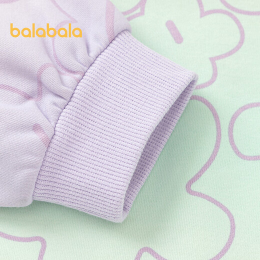 Balabala Kinderkleidung Girls Sweatshirt Herbst Kleidung Große Kinder langärmelte obere runde Kragen grün lila Ton 130 cm
