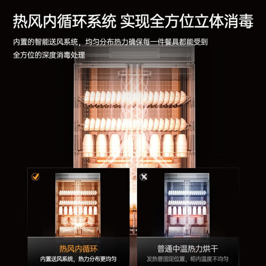 荣事达Royalstar消毒柜商用立式紫外线热风循环大容量双开门食堂饭店多层柜式碗柜餐饮餐具厨房茶杯【参数图为准】 690升双门丨一星级丨热风循环丨智能触控
