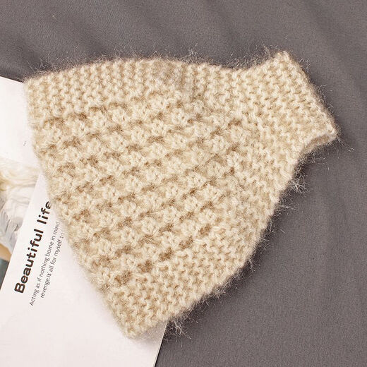 Fog woolen knitted headband hat wide-brimmed headscarf for women, autumn and winter ear protection headband to cover gray hair, warm headband for women, plush style, Khaki A18-303