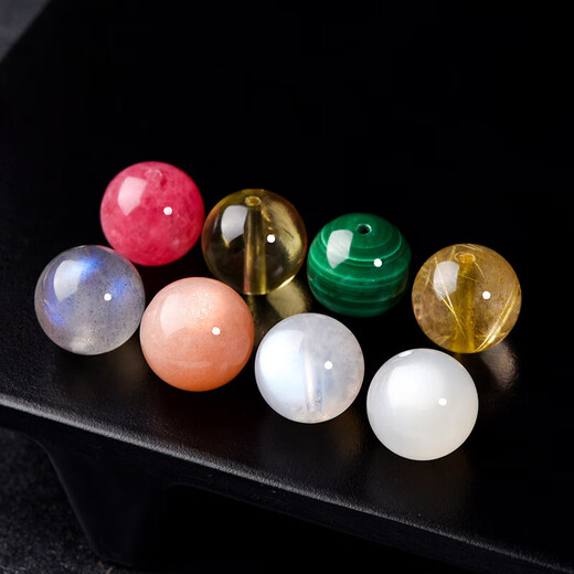 Doroman Natural Citrine Scattered Beads Blue Moonstone Blonde Crystal Rose Glow Sunstone Malachite Single Bead Bracelet Blonde Crystal Approximately 13-13.5mm/1 piece