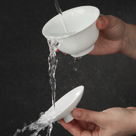 Jingdezhen (jdz) ceramic tea set white porcelain Sancai bowl home office tea cup Chinese style simple solid color tea bowl gift first seen