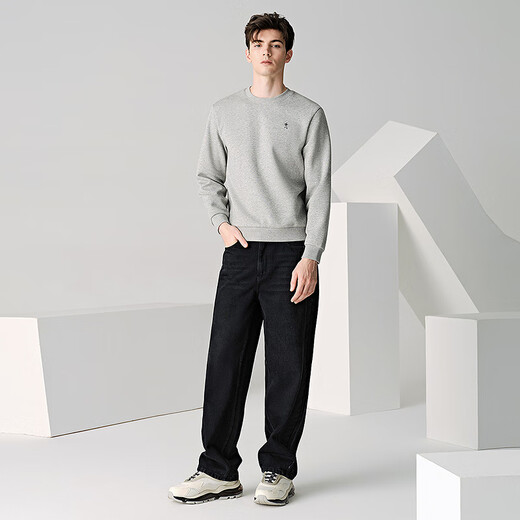 Dances with Wolves Xinjiang long-staple cotton autumn and winter versatile round neck top skin-friendly breathable men's sweatshirt 004 Huahui 175