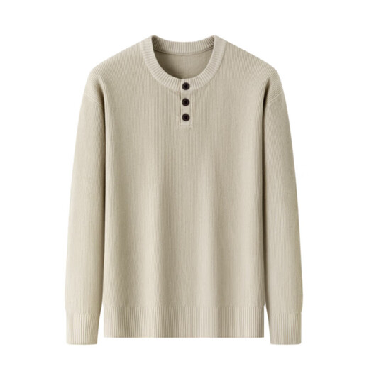 ROMON Henley collar long-sleeved T-shirt men's long-sleeved autumn new jacquard inner layering shirt round neck men's sweater black XL 52