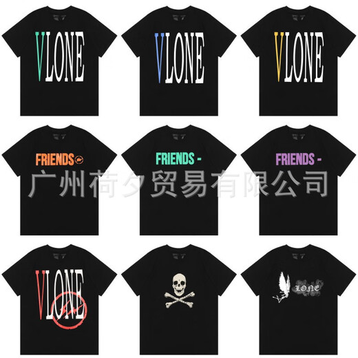 
TX FOG heavy short-sleeved T-shirt heavy VLONE FOG big V short-sleeved fog high street hip-hop half-sleeved couple ins summer high hx6218 white S