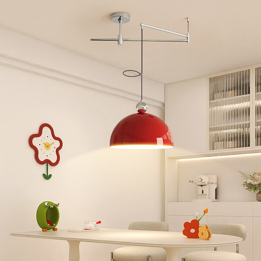 Xiden Bauhaus restaurant chandelier 2025 new modern simple cream style shiftable swing arm dining table bar dining room lamp full spectrum chrome + green 35CM three-color dimming