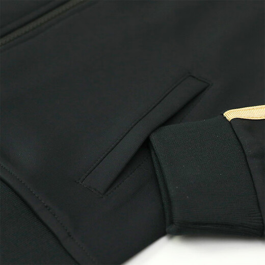 Adidas Chaqueta para niños Spring Cardigan para niños al aire libre Sports Versátiles versátiles de cuello negro/oro 128