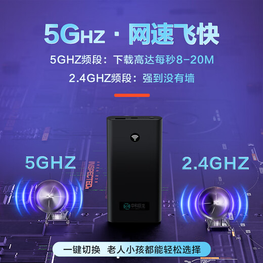 中科巨龙随身wifi移动无线wifi全国无限流量5gHz便携式无线网卡移动随身WiFi流量卡2025款 旗舰款双频WiFi6（5GHZ+10000电池）