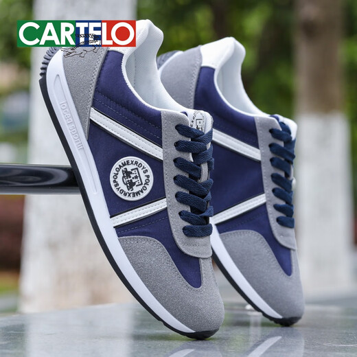 Cartelo Herren-Stoffschuhe Neue Frühling und Herbst Atmungsaktives Soft Sohle Freizeitschuhe Leichte nicht rutschfeste Kleidung-resistente, vielseitige Männer Winter Casual Schuhe AW9902 Blau atmungsable Größe kleiner 38