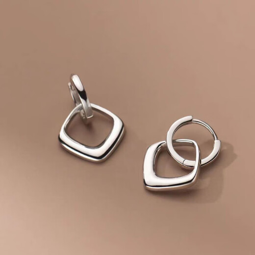 DL 1998 Fat Donglai same style platinum pt950 earrings for women 2024 new platinum temperament internet celebrity earrings fashion ears platinum geometric square earrings