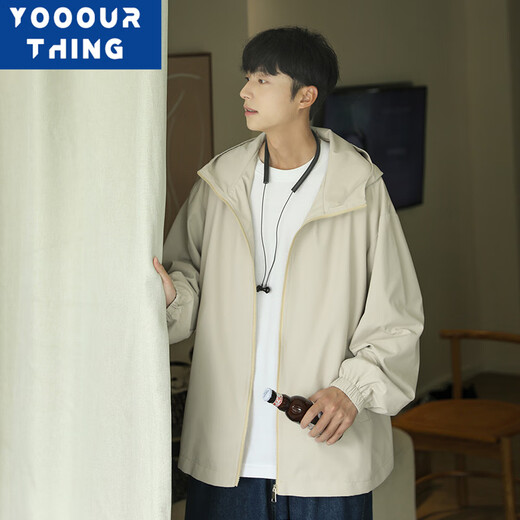 YOOOURTHING2024 Autumn and Winter Hooded Jacket Thin Casual Jacket Loose Versatile Ins Trendy Cardigan Jacket Men Black XL Recommended 110-140Jin Jin is equal to 0.5 kg