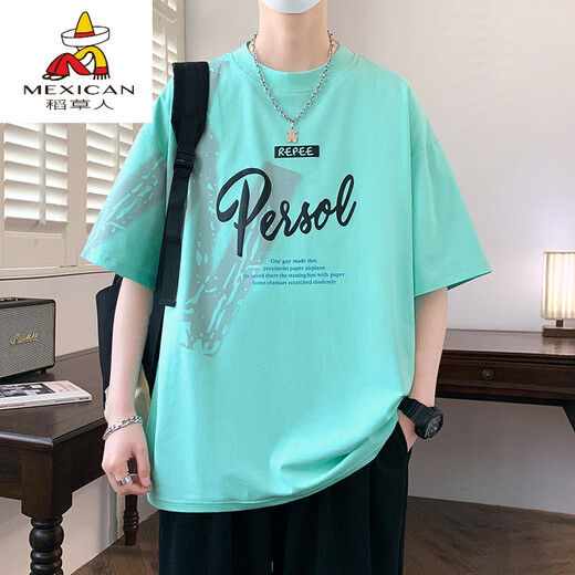Scarecrow (MEXICAN) Junior high school students 12-15 years old handsome short-sleeved 13 summer pure cotton t-shirt 14 fat big children men's half-sleeved top 693 black (single short-sleeved) quality assurance M (70-90Jin [Jin equals about 0.5 kg])