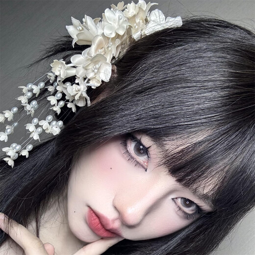 CLCEY铃兰花头饰花朵流苏发夹女森系新娘结婚发饰婚纱盘发配饰 紫色