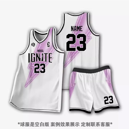 Muster Basketball Uniform Suit Men's Custom Competition Training Contruns pour femmes Jerseys de Basketball American Sports Custom Jerseys WT719 # White Pink (style américain) L [Hauteur 155-165cm]