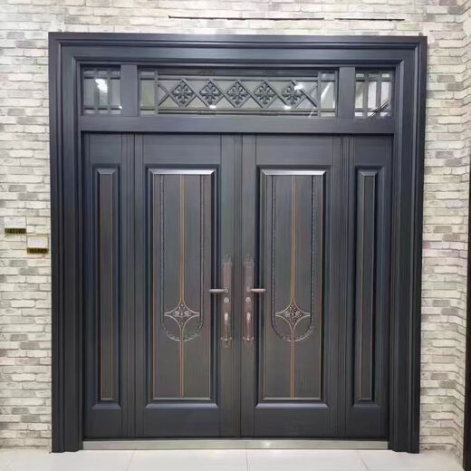 农村大门双开门别墅大门锌合金自建房进户门甲级防盗门入户仿铜门 款式一