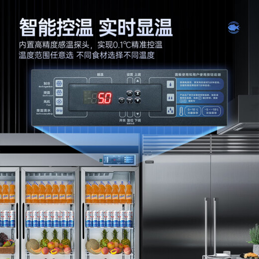 Gabinete de exhibición de aucma gabinete de almacenamiento fresco refrigerado refrigerador de congelador vertical de puerta vertical frutas comerciales de gran capacidad, verduras, bebidas, cerveza, chuanchuan malatang cantenen supermercado gabinete de exhibición hotel