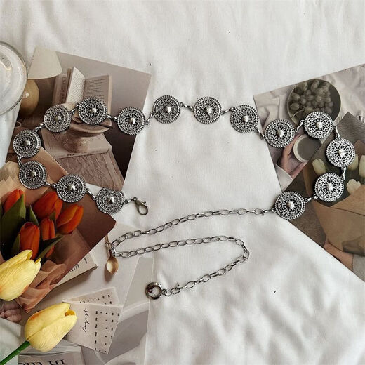 Nr. 1 Phoenix Taillenkette Frauen vielseitige Metallkette Taillenkette Accessoires 2023 Neue Sommermode einfache Dekoration Silber 115 cm