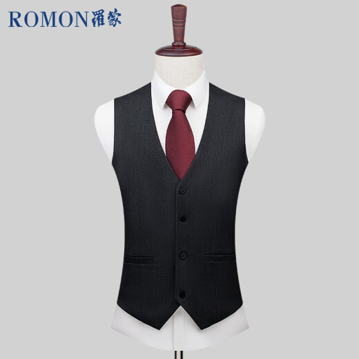 罗蒙（ROMON）【含羊毛】西装马甲男士商务正装马夹背心坎肩西服男装藏青色3XL