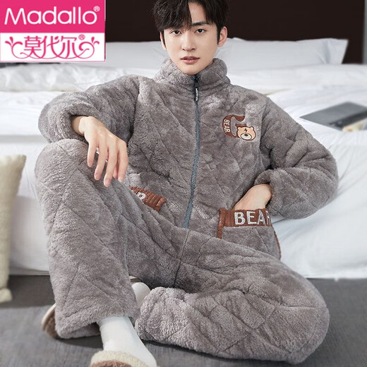 Modal Pyjamas Herren Plus samt dicker lässiger Flanell-Flanell-Set für Herbst- und Winter-Baumwoll-Jungdicke Korallenmerze, um außerhalb C9902 zu tragen [Zipper-Stand-up-Kragen] 3xl [165jin [Jin gleich 0,5 kg] -189jin [Jin gleich 0,5 kg]]