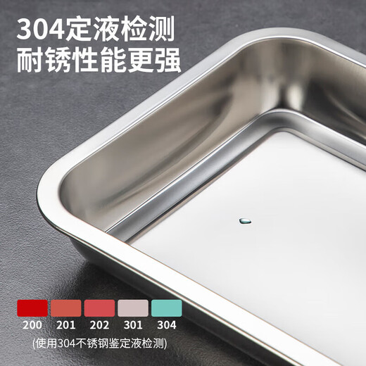 MAXCOOK 304 stainless steel plate square plate deepened square plate rectangular dinner plate grilled fish barbecue 36cm MCFT2366