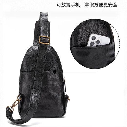 Sac de poitrine Walker Shop pour hommes [Cuir de tête tanné aux légumes sélectionnés] 2025 NOUVELLE SAG COSSBOCK MENS POUR LE MONNE SAGLE SPORTATIQUE À TRENDY NOIR (hauteur 28,5 * Largeur 19 * Épaisseur 4cm)