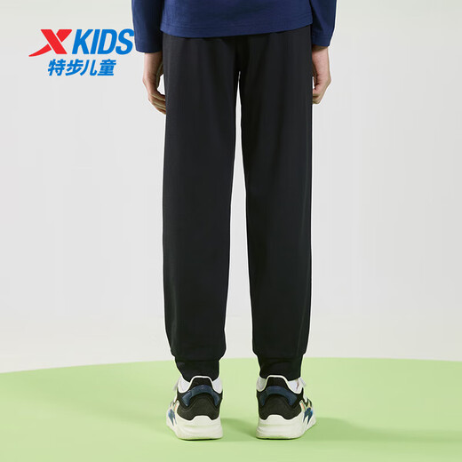 特步（XTEP）儿童童装男女童中大童时尚百搭运动针织长裤 纯正黑 165cm
