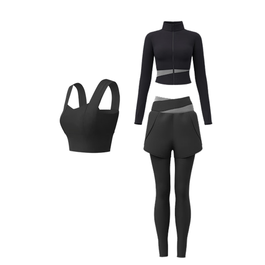 Bo Naling Yoga Suit Women's Sports Suit Women's Sports Suit Three-piece Running Sports Fitness Suit Pilates Training Suit Xingyao Black Yoga Suit Three-piece L Suitable for 105-115 Jin Jin equals 0.5 kg